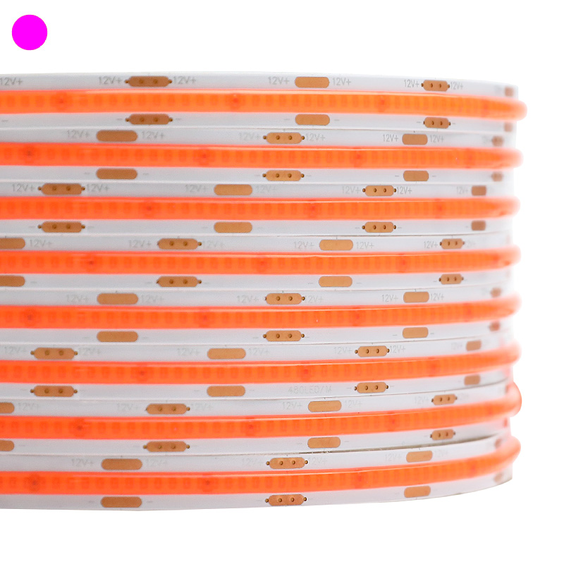 DC24V 16.4Ft 2560 Chips Plastic Pink Flexible COB LED Strip Lights